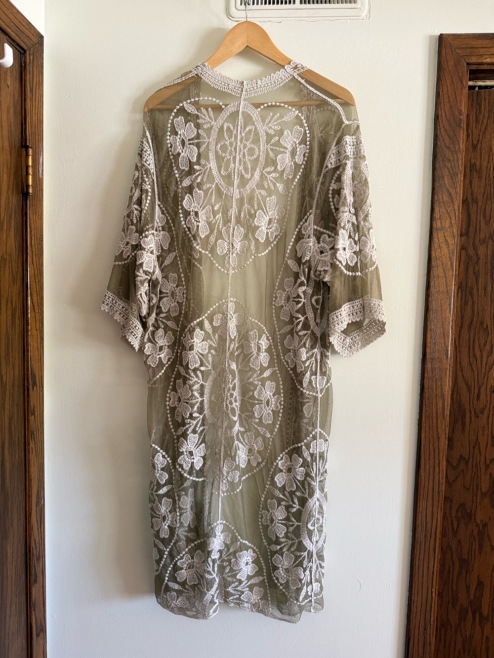 Green Sheer Crochet Cardigan Kimono Fairycore Whimsical Boho Cottagecore Indie